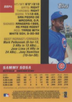 2000 Bowman - Bowman's Best Previews #BBP6 Sammy Sosa  Back