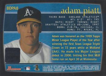 2000 Bowman Draft Picks & Prospects - Autographs #BDPA8 Adam Piatt  Back