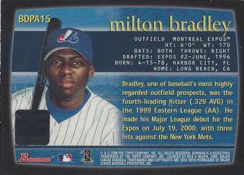2000 Bowman Draft Picks & Prospects - Autographs #BDPA15 Milton Bradley  Back
