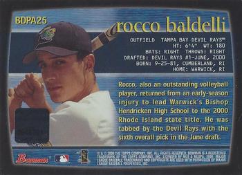 2000 Bowman Draft Picks & Prospects - Autographs #BDPA25 Rocco Baldelli  Back