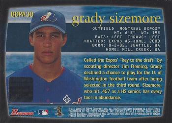 2000 Bowman Draft Picks & Prospects - Autographs #BDPA38 Grady Sizemore  Back