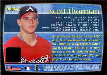 2000 Bowman Draft Picks & Prospects - Autographs #BDPA42 Scott Thorman  Back