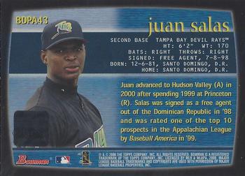 2000 Bowman Draft Picks & Prospects - Autographs #BDPA43 Juan Salas  Back