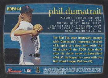 2000 Bowman Draft Picks & Prospects - Autographs #BDPA44 Phil Dumatrait  Back