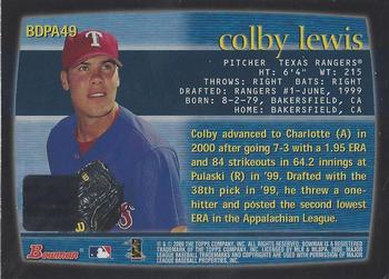 2000 Bowman Draft Picks & Prospects - Autographs #BDPA49 Colby Lewis  Back
