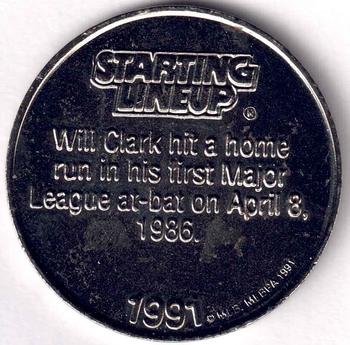 1991 Kenner Starting Lineup Cards - Collector Coins #NNO Will Clark Back