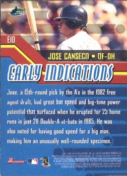 2000 Bowman - Early Indications #E10 Jose Canseco Back