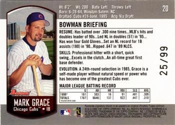 2000 Bowman - Gold #20 Mark Grace  Back