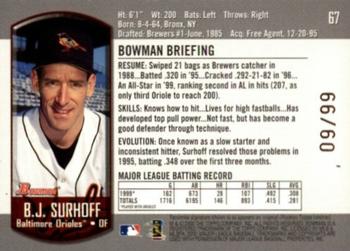 2000 Bowman - Gold #67 B.J. Surhoff  Back