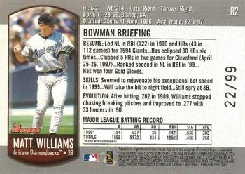 2000 Bowman - Gold #82 Matt Williams  Back