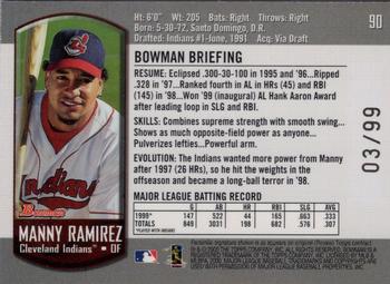2000 Bowman - Gold #90 Manny Ramirez  Back