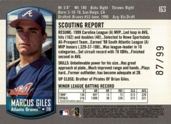 2000 Bowman - Gold #163 Marcus Giles  Back