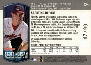 2000 Bowman - Gold #364 Scott Morgan  Back