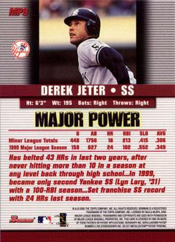 2000 Bowman - Major Power #MP9 Derek Jeter Back