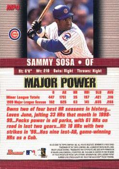 2000 Bowman - Major Power #MP4 Sammy Sosa Back