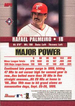 2000 Bowman - Major Power #MP5 Rafael Palmeiro Back