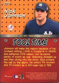 2000 Bowman - Tool Time #TT7 Nick Johnson  Back
