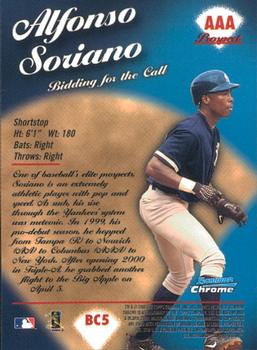 2000 Bowman Chrome - Bidding for the Call #BC5 Alfonso Soriano  Back