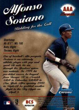 2000 Bowman Chrome - Bidding for the Call Refractors #BC5 Alfonso Soriano  Back