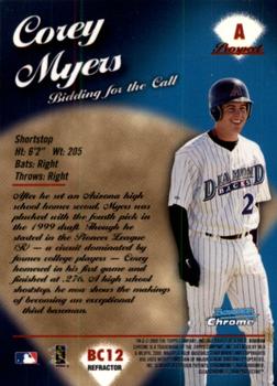 2000 Bowman Chrome - Bidding for the Call Refractors #BC12 Corey Myers  Back