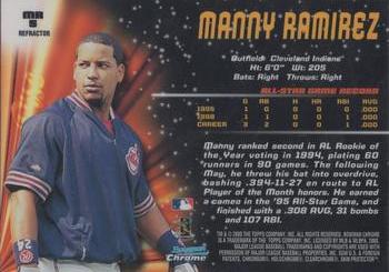 2000 Bowman Chrome - Meteoric Rise Refractors #MR5 Manny Ramirez  Back