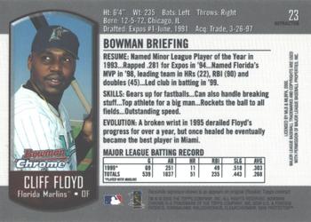 2000 Bowman Chrome - Refractors #23 Cliff Floyd  Back