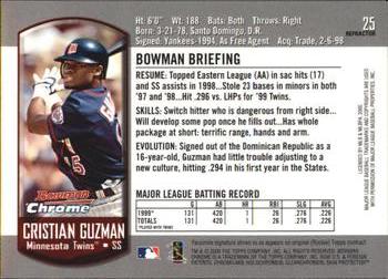 2000 Bowman Chrome - Refractors #25 Cristian Guzman  Back