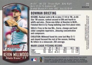 2000 Bowman Chrome - Refractors #72 Kevin Millwood  Back