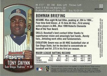 2000 Bowman Chrome - Refractors #80 Tony Gwynn  Back