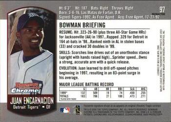 2000 Bowman Chrome - Refractors #97 Juan Encarnacion  Back