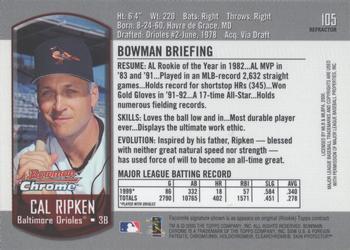 2000 Bowman Chrome - Refractors #105 Cal Ripken Jr.  Back
