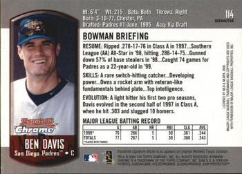 2000 Bowman Chrome - Refractors #114 Ben Davis  Back