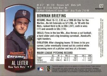 2000 Bowman Chrome - Refractors #127 Al Leiter  Back