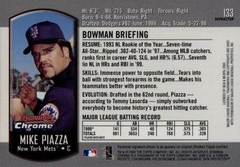 2000 Bowman Chrome - Refractors #133 Mike Piazza  Back