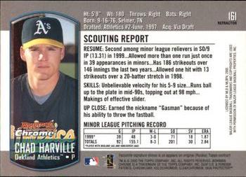 2000 Bowman Chrome - Refractors #161 Chad Harville  Back
