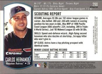 2000 Bowman Chrome - Refractors #290 Carlos Hernandez Back