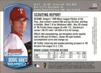2000 Bowman Chrome - Refractors #315 Doug Davis  Back