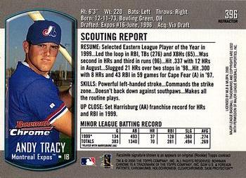 2000 Bowman Chrome - Refractors #396 Andy Tracy  Back