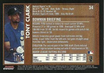2000 Bowman Chrome - Retro/Future #34 Tony Clark  Back
