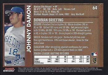 2000 Bowman Chrome - Retro/Future #64 Johnny Damon  Back
