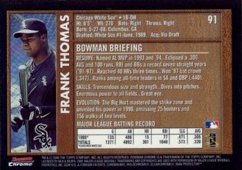 2000 Bowman Chrome - Retro/Future #91 Frank Thomas  Back