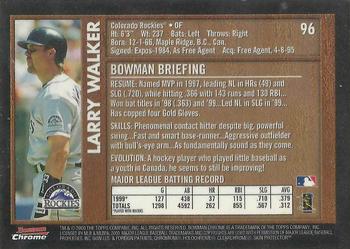 2000 Bowman Chrome - Retro/Future #96 Larry Walker  Back