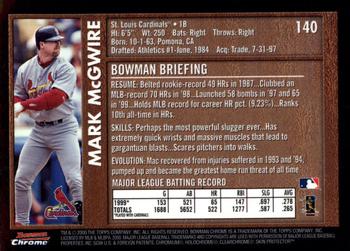 2000 Bowman Chrome - Retro/Future #140 Mark McGwire  Back