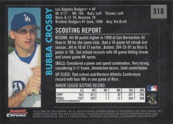 2000 Bowman Chrome - Retro/Future #318 Bubba Crosby  Back