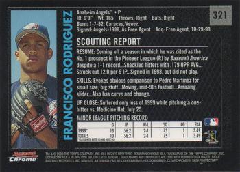 2000 Bowman Chrome - Retro/Future #321 Francisco Rodriguez  Back