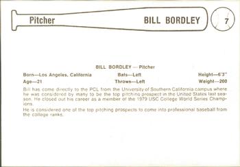 1979 Cramer Phoenix Giants #7 Bill Bordley Back