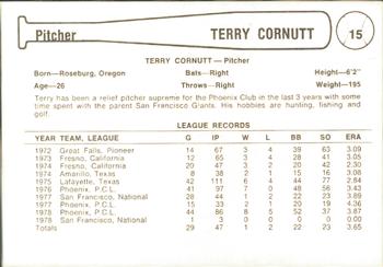 1979 Cramer Phoenix Giants #15 Terry Cornutt Back