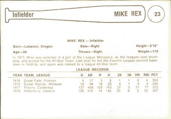 1979 Cramer Phoenix Giants #23 Mike Rex Back