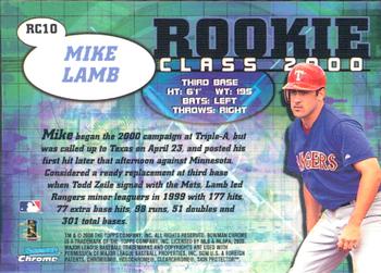 2000 Bowman Chrome - Rookie Class 2000 #RC10 Mike Lamb  Back