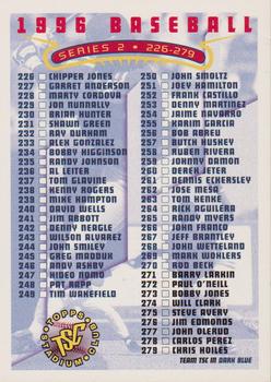 1996 Stadium Club - Checklists #NNO Checklist Series 2: 226-337 Front